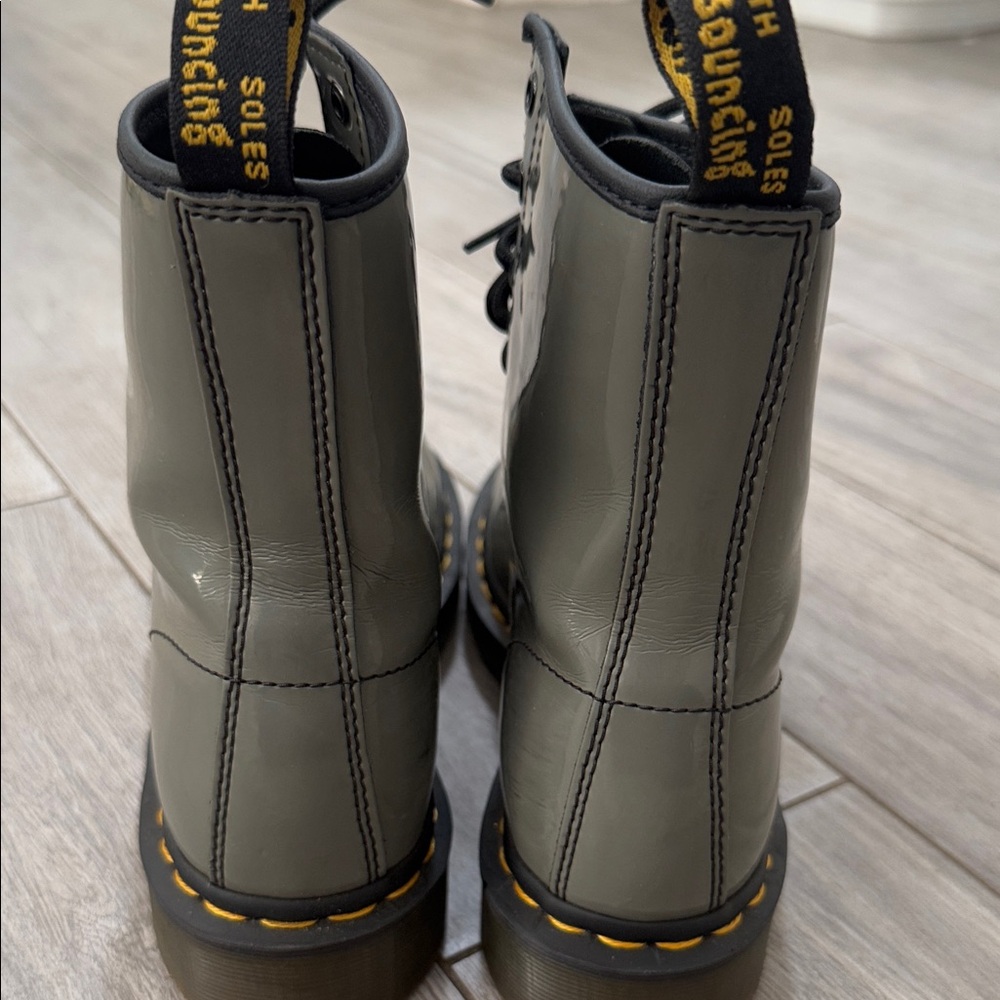 Dr. Martens Shiny Gray Lace-Up Boots - Picture 5 of 5